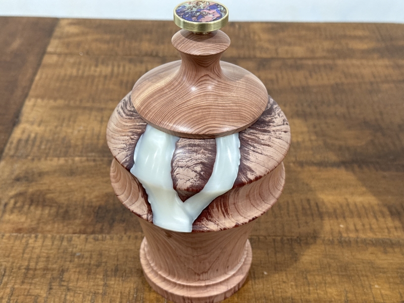 Red Cedar Lidded Box with Resin